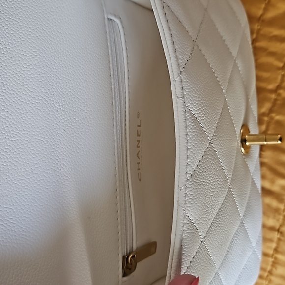 NEW Chanel White Caviar Shoulder Mini Flap Bag Gold Heart 10601 AUTHENTIC NWT - Picture 7 of 17